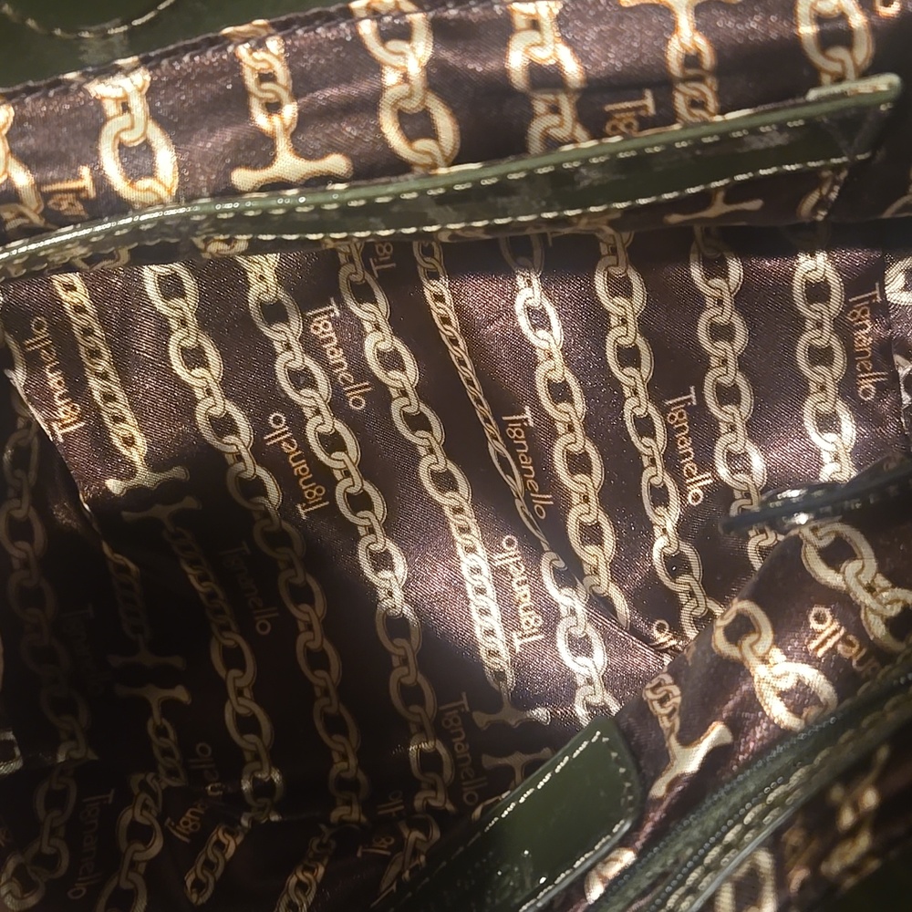 Tignanello 100% Genuine Leather Deep Army Green Shoulder Bag - Picture 10 of 12